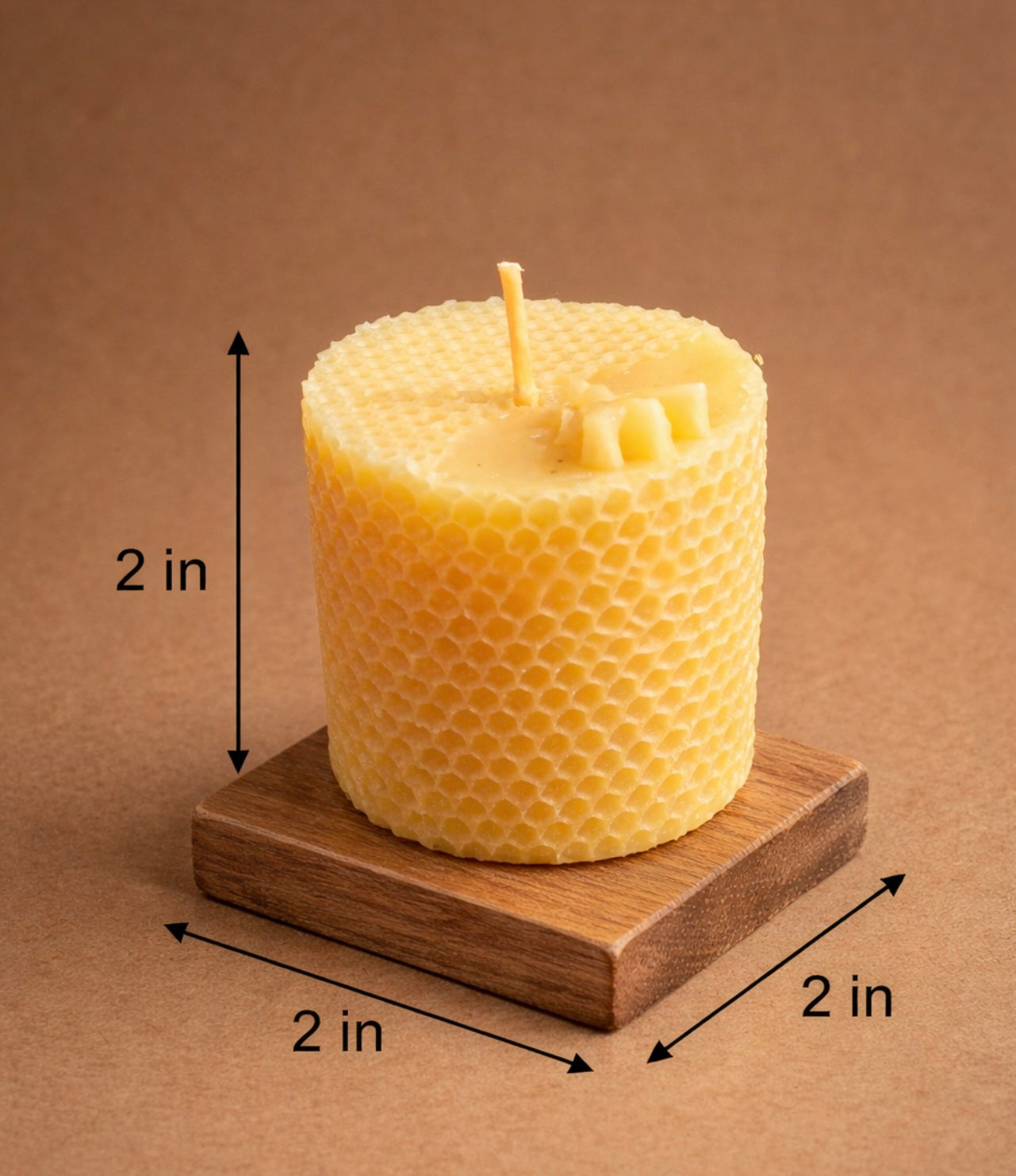 ‘Beeswax and Bee’ Pure Beeswax Candle with base