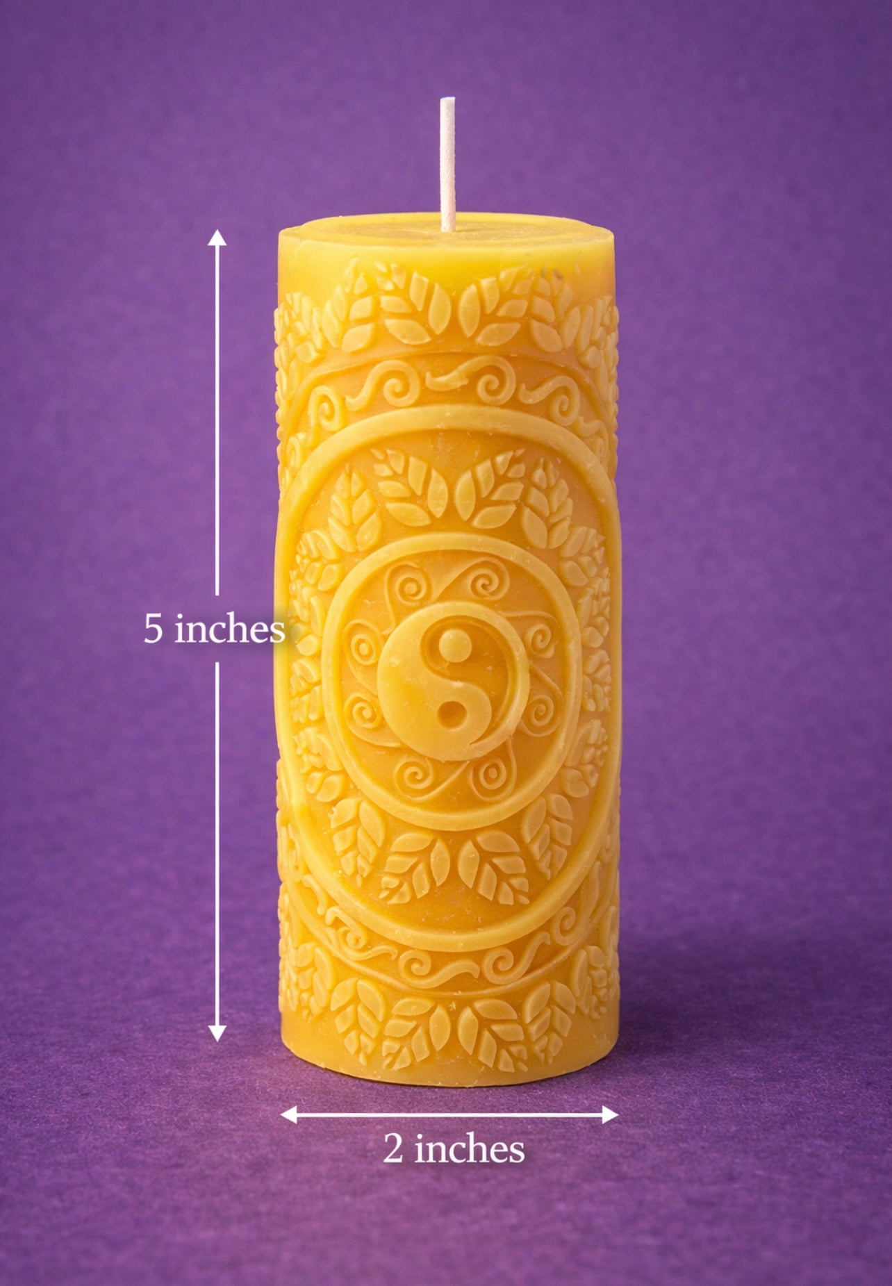 ‘Large Yin Yang Mandala’ Pure Beeswax Candle with base
