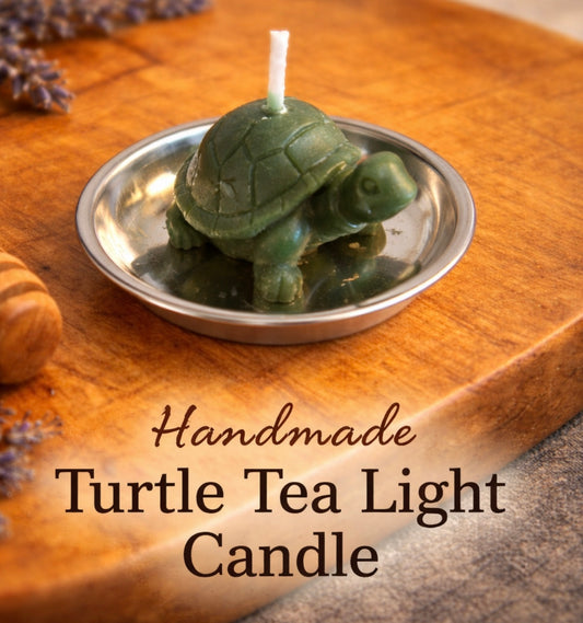 ‘Little Turtle’ Pure Beeswax Candle with base