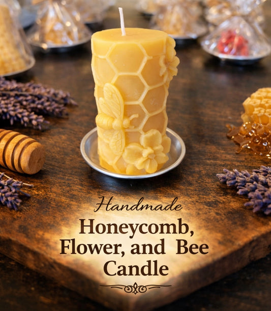 ‘Bee and Flower’ Pure Beeswax Candle