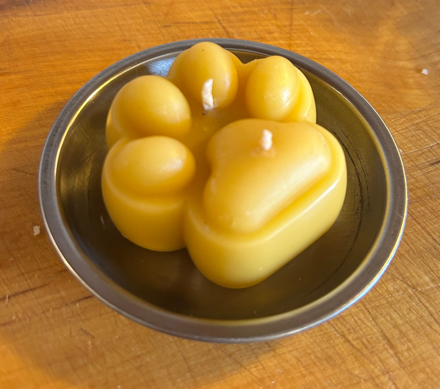 ‘Dog Paw’ Pure Beeswax Candle with base