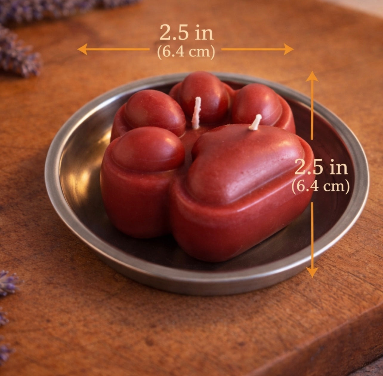 ‘Dog Paw’ Pure Beeswax Candle with base