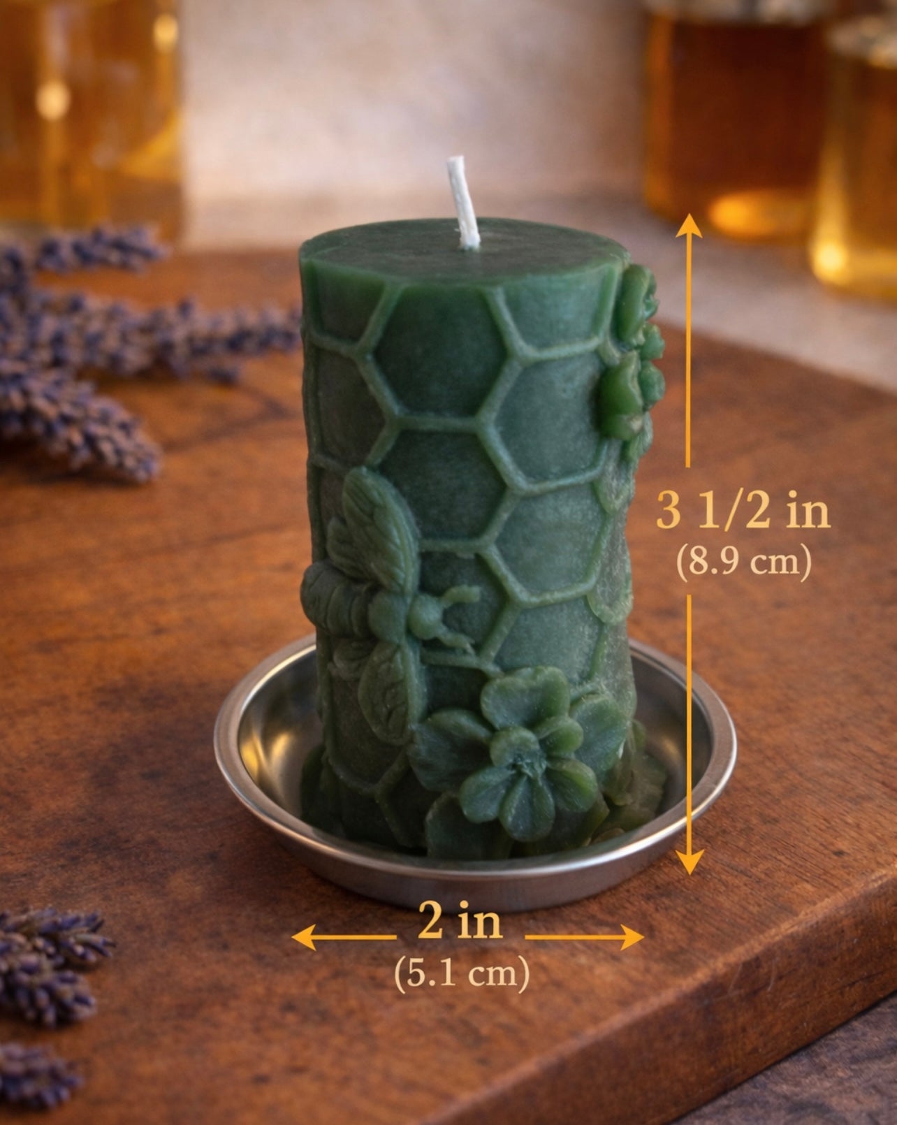 ‘Bee and Flower’ Pure Beeswax Candle